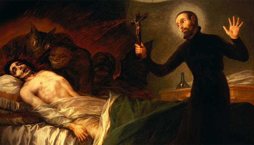 Святой Франциск Борджиа изгоняет демонов из умирающего